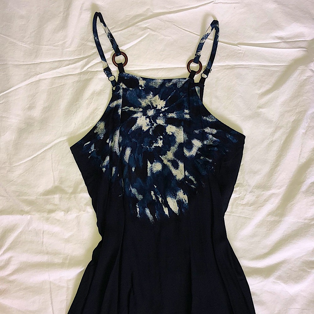 Flowy Navy Blue Tie Dye Dress